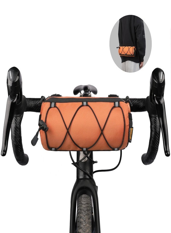 Rhinowalk Bike Handlebar Bag Bicycle Front Bag Shoulder Bag Storage Bag Cycling Accessories with Shoulder Strap for Road Mountain Bike Cycling Travel (Orange) - Image 1