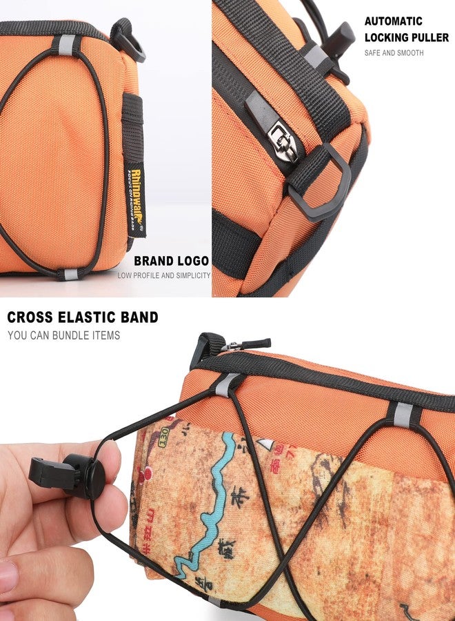 Rhinowalk Bike Handlebar Bag Bicycle Front Bag Shoulder Bag Storage Bag Cycling Accessories with Shoulder Strap for Road Mountain Bike Cycling Travel (Orange) - Image 3