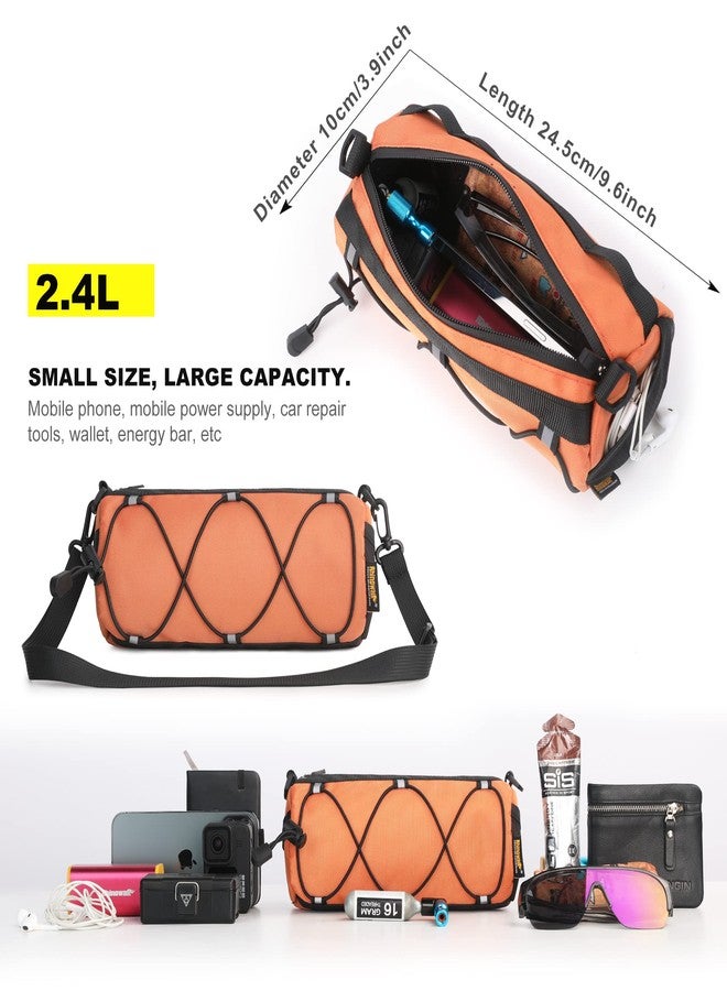 Rhinowalk Bike Handlebar Bag Bicycle Front Bag Shoulder Bag Storage Bag Cycling Accessories with Shoulder Strap for Road Mountain Bike Cycling Travel (Orange) - Image 2