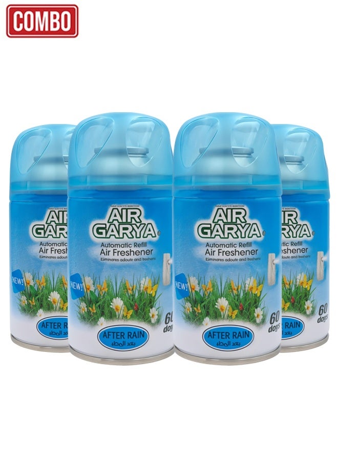 عبوة إعادة تعبئة معطر جو أوتوماتيكي (250 مل × 4) | برائحة ما بعد المطر | انتعاش يدوم 60 يومًا | يزيل الروائح الكريهة للمنزل والمكتب والسيارة - Image 1