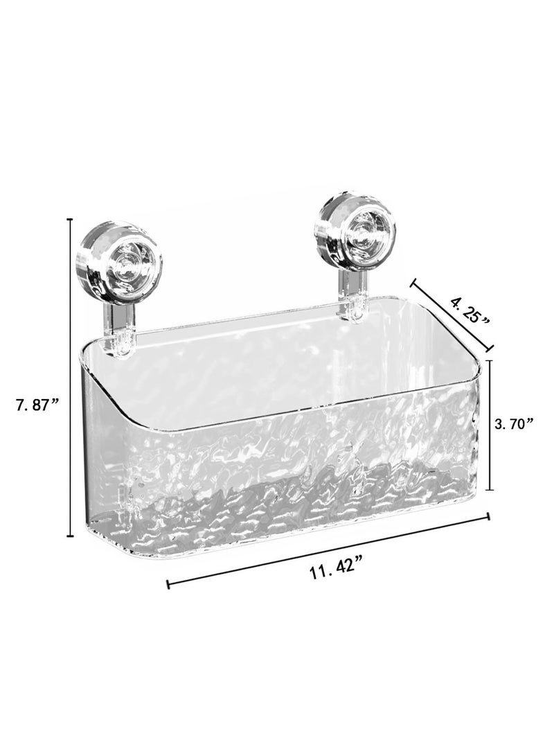 SOLARAE Shower Caddy, Suction Cup Shower Organizer Bathroom Removable Shower Basket Strong Suction Shower Shelf, Clear And Silver - Image 2