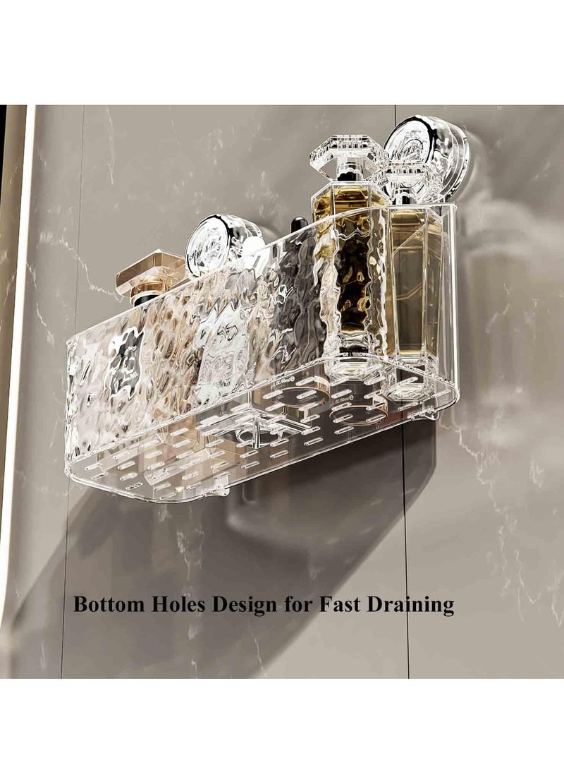 SOLARAE Shower Caddy, Suction Cup Shower Organizer Bathroom Removable Shower Basket Strong Suction Shower Shelf, Clear And Silver - Image 3