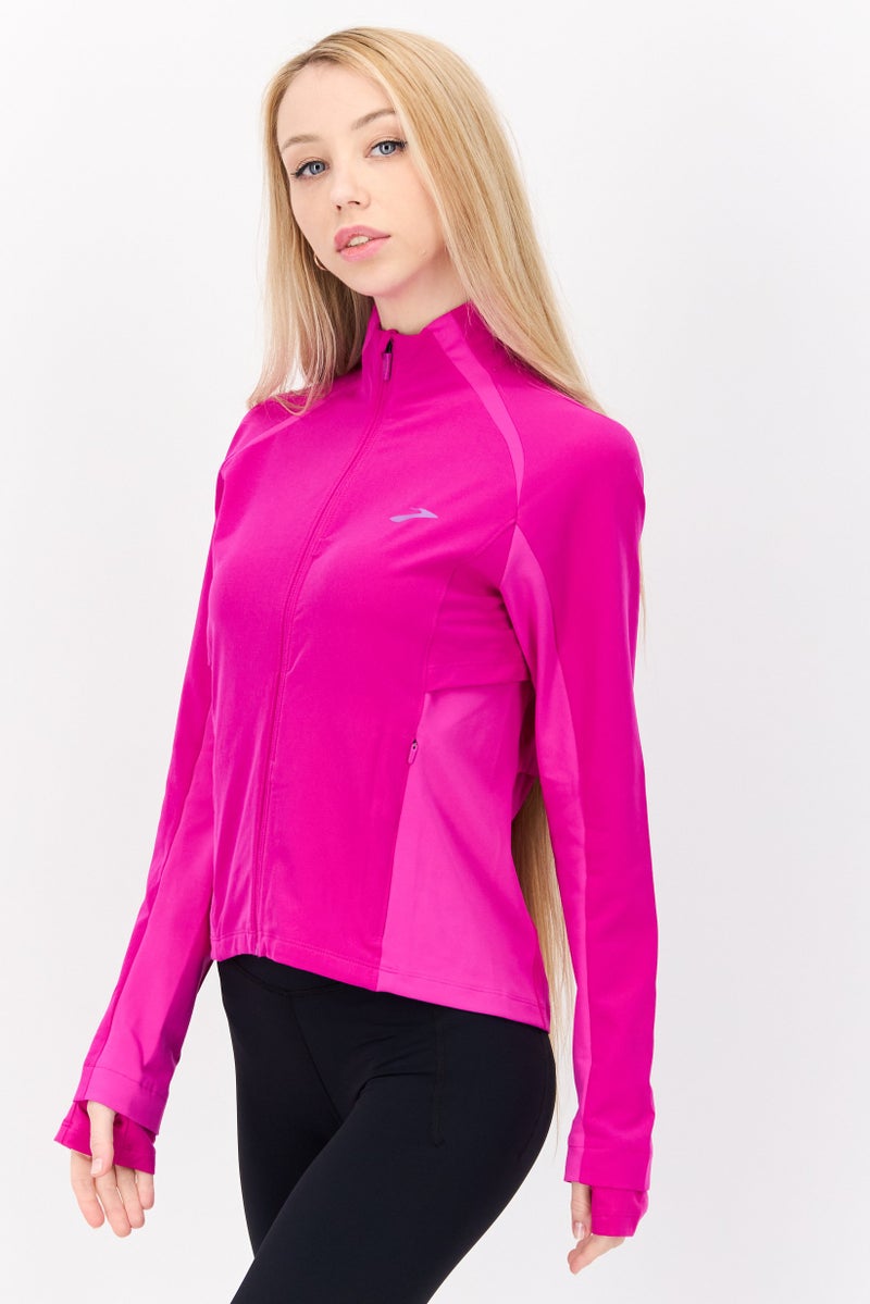 Brooks جاكيت رياضي نسائي بشعار العلامة التجارية، بنفسجي - Image 2