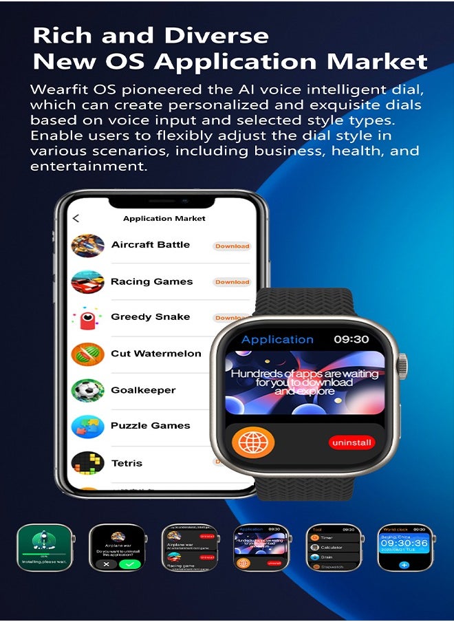 DAREU - Smart Watch with 2.02 HD AMOLED Display, Bluetooth Calling, AI Voice Assistant, Heart Rate, Blood Pressure & Oxygen Monitor, Compatible with Android & iOS, Includes Extra Strap - Image 1