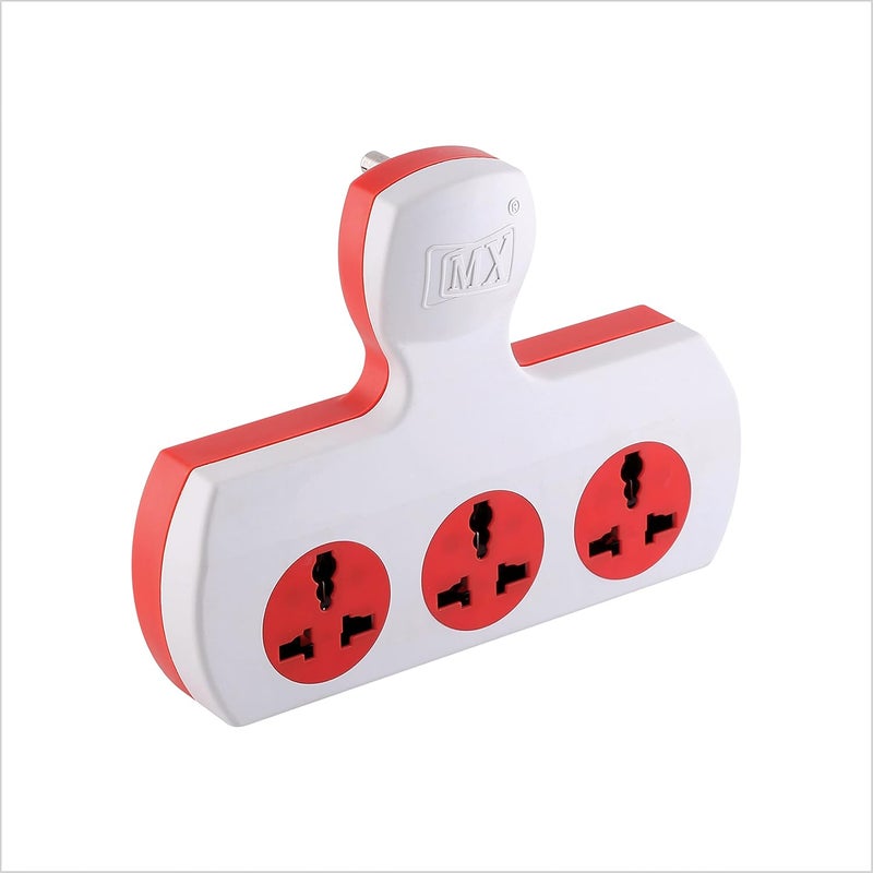 MX MX 3 Outlet Multi Plug Power Strip with Universal Sockets 5 Ampere Individual Switch Fuse Short Circuit Protection Cordless Extension Board Without Switch  - Image 1