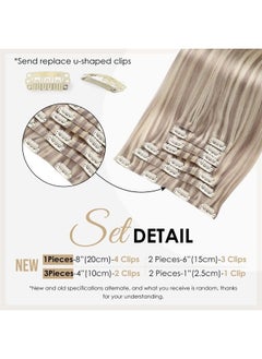 Full Shine Seamless Clip in Human Hair Extensions 8 Pcs Blonde Highlight PU Clip in Extensions Full Head for Thin Hair, Skin Weft Clip in Hair Extensions Remy Hair 120 Grams 18 Inch  - Image 3