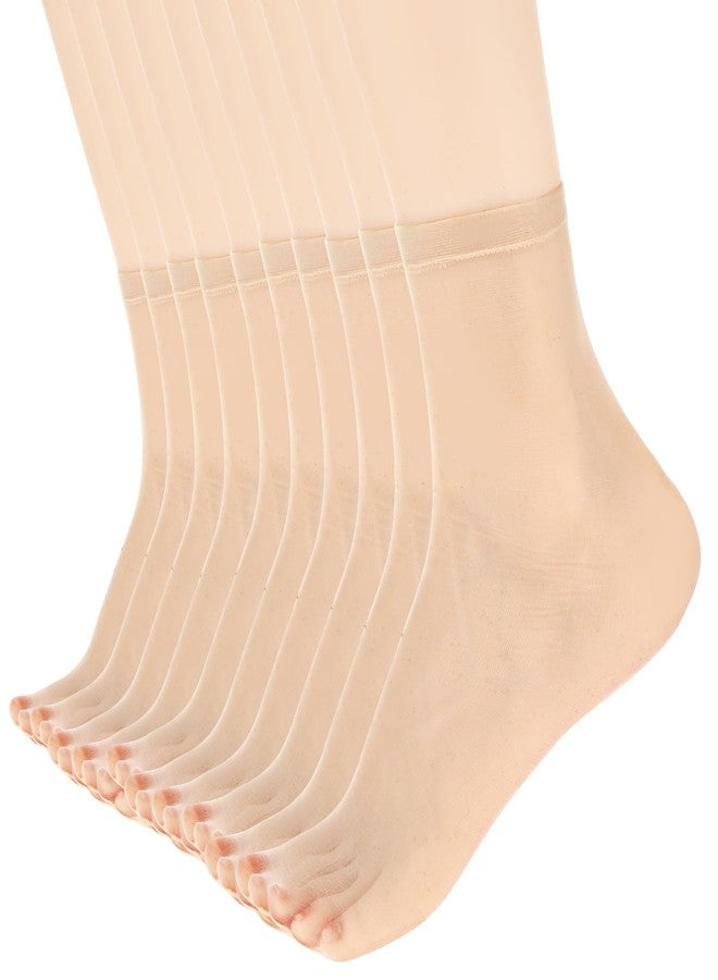 Telooco 10 Pairs Ankle Sheer Socks Thin Nylon Pop Socks Silky Breathable Hosier Transparent Short Dress Stockings See Through Sock for Women - Image 1