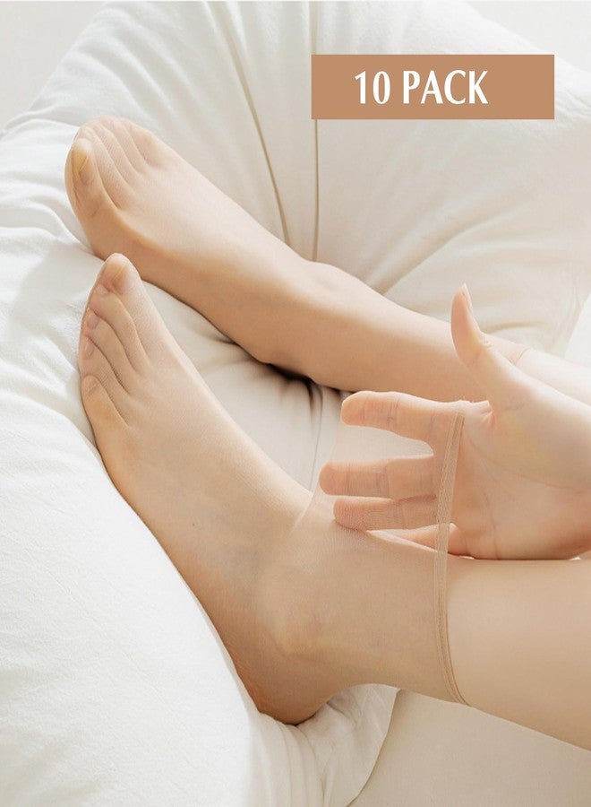 Telooco 10 Pairs Ankle Sheer Socks Thin Nylon Pop Socks Silky Breathable Hosier Transparent Short Dress Stockings See Through Sock for Women - Image 2