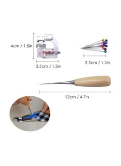 Excefore Bias Tape Maker Tool Kit Set, 6MM/9MM/12MM/18MM/25MM Bias Tape Maker with Wooden Awl, Adjustable Bias Binder Foot, 4 Pcs Sewing Clips, 50Pcs Ball Point Pins, for Fabric Sewing and Quilting  - Image 3