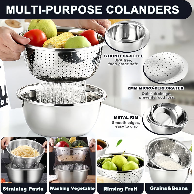 Sharpdo 5-Piece Multifunctional Stainless Steel Drain Basin, Solid Basin + Drain Basin Practical Combination Set - Image 3