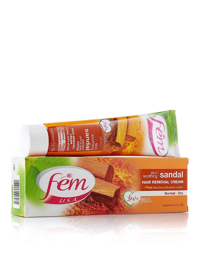 fem - FEM USA Hair Removal Cream with Sandal | For Softening Skin - 120g (Pack of 2) With pH Balancing Skin Care Lotion - Image 1