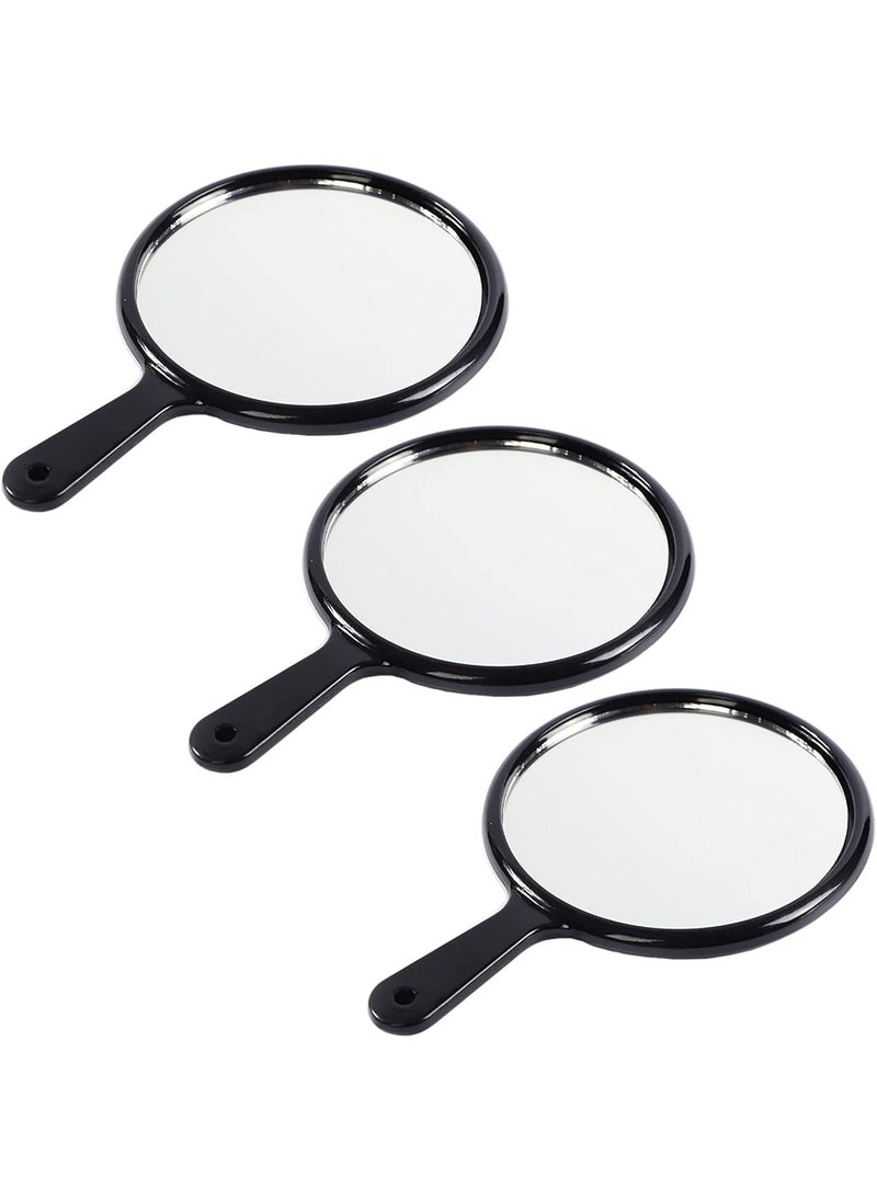 lasenersm lasenersm 3 Pieces Small Hand Mirror with Handle Portable Makeup Mirror Round Cosmetic Mirror Travel Makeup Mirror Cute Hand Mirror Handheld Mirror for Travel Daily Use, Black 