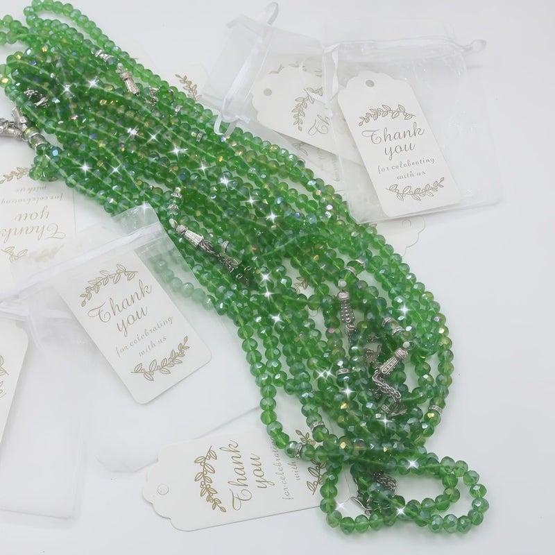 6 Set Black Prayer Beads with Cards and Bags Gift Set for Her Him 99 Beads Ramadan Gift - Image 4