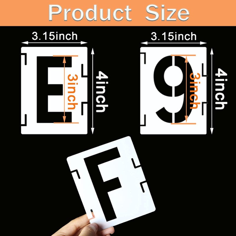YEAJON 3 Inch Letter Stencils Symbol Numbers Craft Stencils, 42 Pcs Reusable Alphabet Templates Interlocking Stencil Kit for Painting on Wood, Wall, Fabric, Rock, Chalkboard, Sign, DIY Art Projects - Image 3