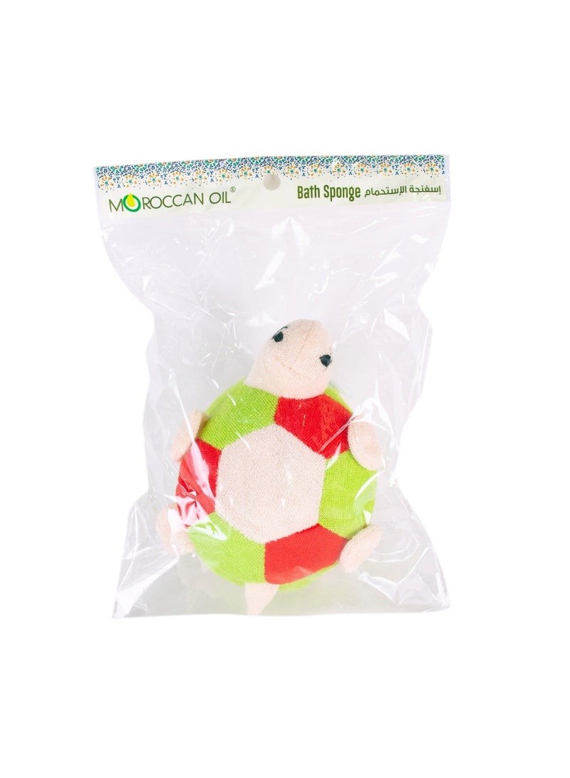 Moroccan Oil Animal Design Bath Sponge - Green Turtle Shape for Kids & Adults - Soft Exfoliating Body Sponge for Luxurious Bath Experience - Image 1