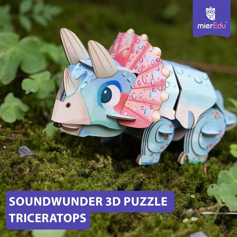 MierEdu Global mainstream design picks mierEdu - Soundwunder 3D Puzzle Triceratops - Interactive 3D Puzzle with Sound Module - Educational Toy for Children from 6 Years, Easy to Assemble Globally trusted affordable quality - Image 4