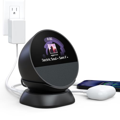 HomeMount حامل HomeMount Ultimate 2024 لـ Echo Spot - مركز شحن لـ Echo Spot والهواتف الذكية والمزيد مع منافذ USB-C/A، تصميم أنيق ومستقر وموفر للمساحة - Image 1