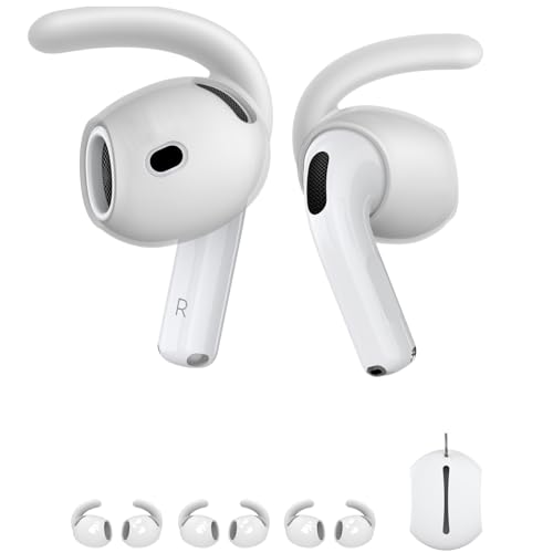 Mizi [3 Pair] Silicone Ear Hooks for AirPods 4th Generation 2024 [Added Storage Pouch][NOT Fit in Case] Anti-Slip Sport Ear Tips Grip Accessories - White - Image 1