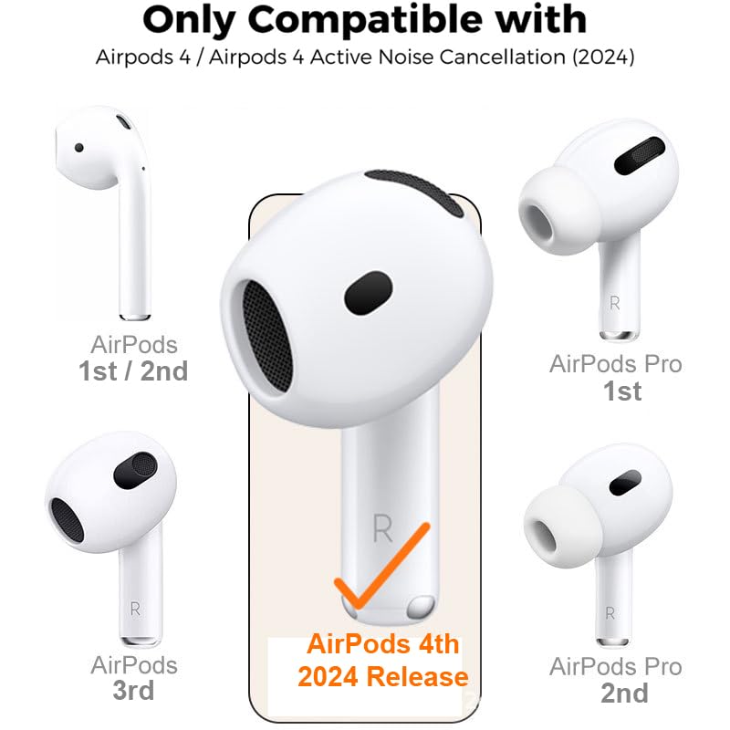 Mizi [3 Pair] Silicone Ear Hooks for AirPods 4th Generation 2024 [Added Storage Pouch][NOT Fit in Case] Anti-Slip Sport Ear Tips Grip Accessories - White - Image 2