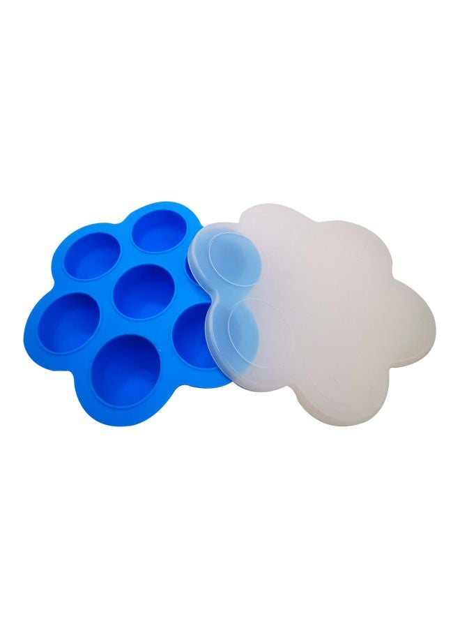 asmat 7-Hole Round Shape Ice Cube Tray Blue/Clear 16x16cm - Image 1