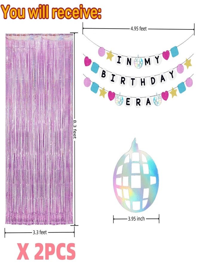 JIAHAO In My Birthday Era Banner & Pink Tinsel Curtains Set, 1PCS In My Birthday Decor & 2PCS Sparkly Backdrop for Singer Inspired Party, Celebration Supplies - Image 2