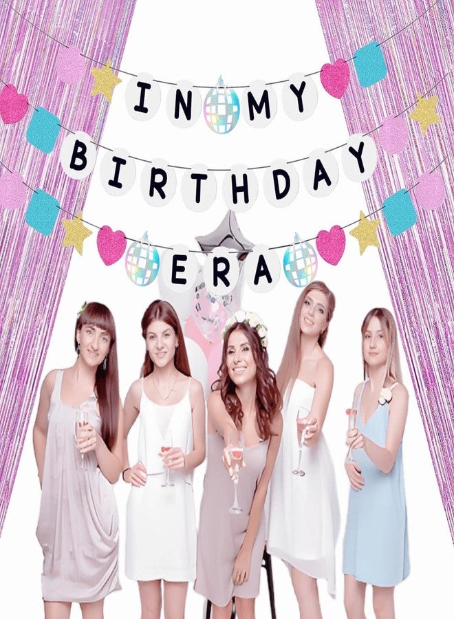 JIAHAO In My Birthday Era Banner & Pink Tinsel Curtains Set, 1PCS In My Birthday Decor & 2PCS Sparkly Backdrop for Singer Inspired Party, Celebration Supplies - Image 3