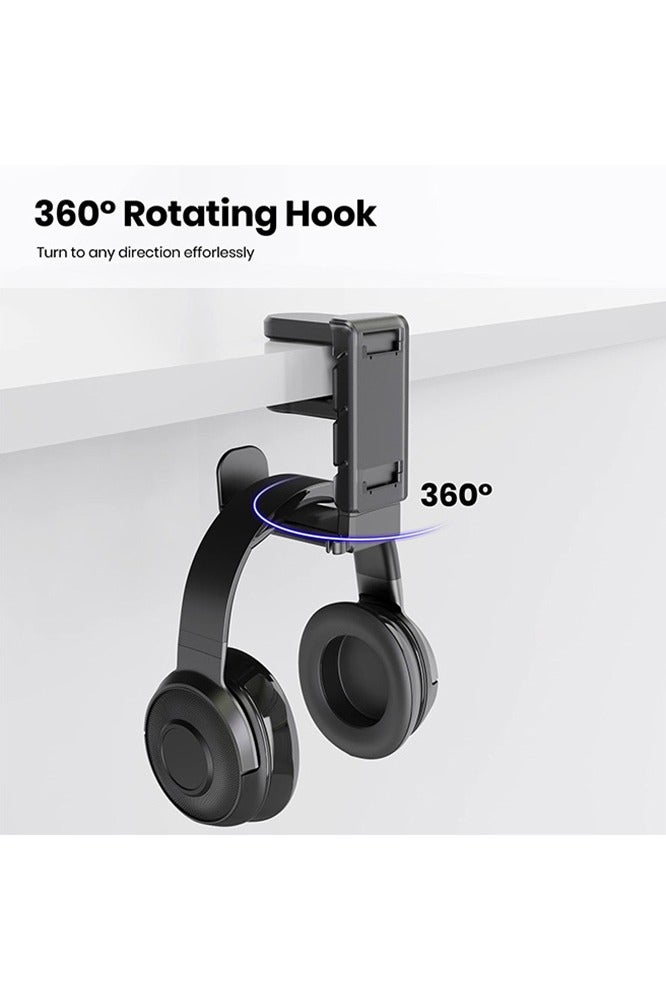 onepiece8 3-in-1 PC Gaming Headset&Controller Holder - Headphone Stand w/Adjustable Clamp&2 Controller Holder&Rotating Arm&Cable Organizer, Universal PC Gaming Accessory Controller Headset Stand-Black - Image 5