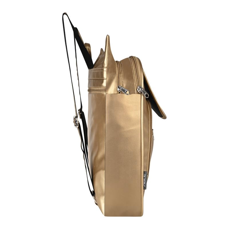 ABLEÂ® Wave Backpack for Womens,Girls,Kids,Female. Pu Leatherette Fabric Travelling Outdoor, Picnic,School, College Office Work Casual Daily use Backpack.(GOLDEN) - Image 3
