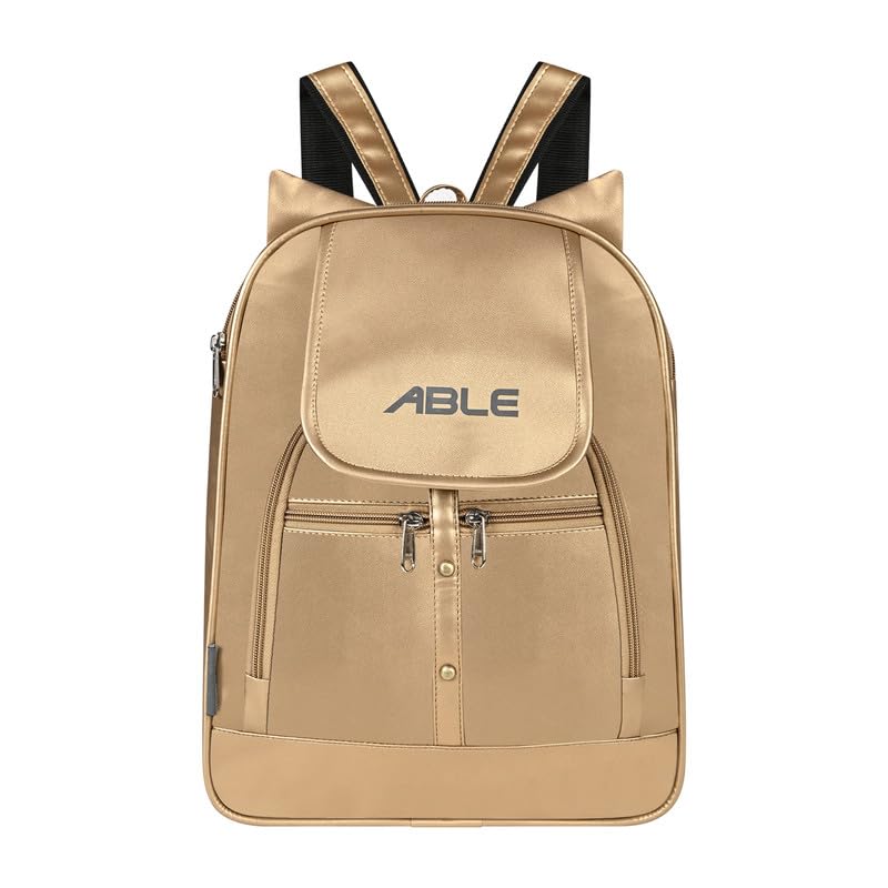 ABLEÂ® Wave Backpack for Womens,Girls,Kids,Female. Pu Leatherette Fabric Travelling Outdoor, Picnic,School, College Office Work Casual Daily use Backpack.(GOLDEN) - Image 1