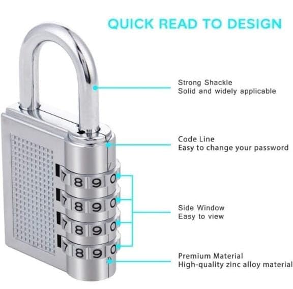 Generic 4 Digit Combination Lock for Bag Door Home Multi Color Small Lock  - Image 3