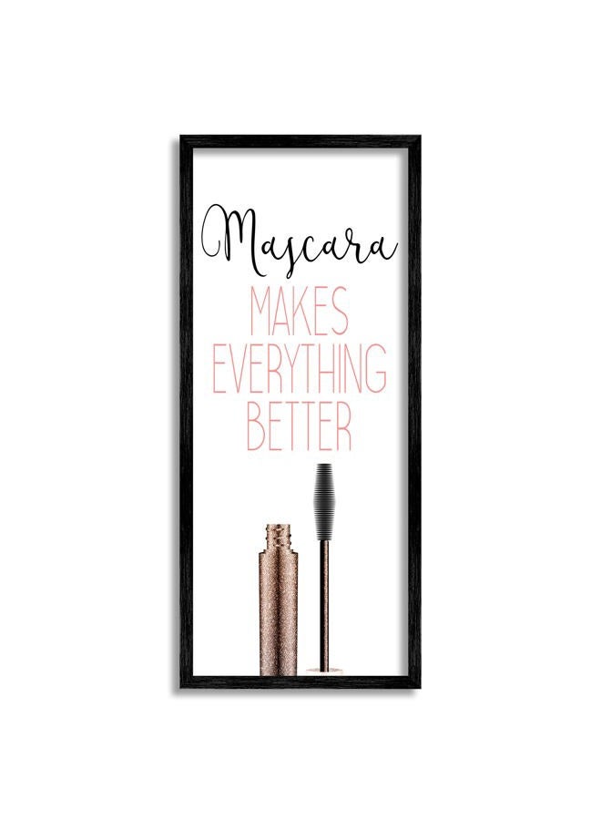 Stupell Industries Mascara Fashion Designer Modern Pink Word, Design by Kimberly Allen Black Framed Wall Art, 13x30 - Image 1