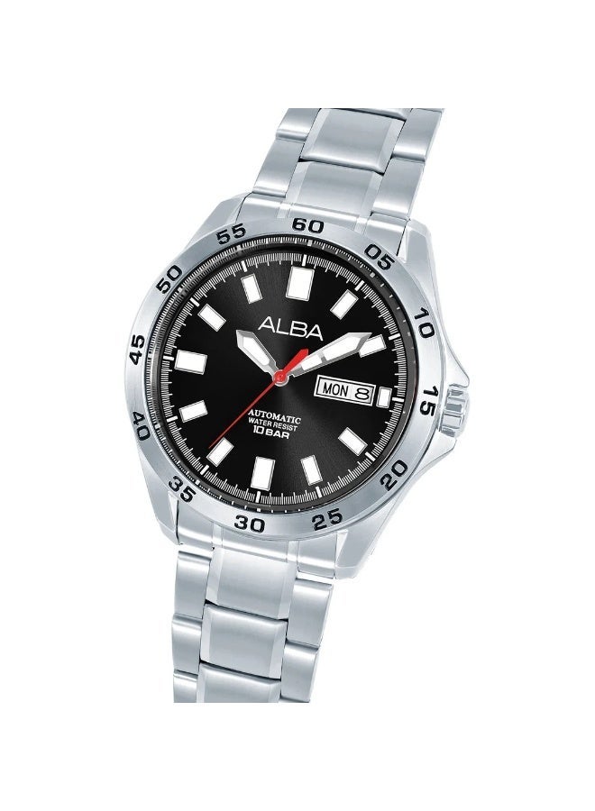 Alba Mechanical Automatic Men’s Watch AL4751X1, 43 mm Black Dial, Stainless Steel Case & Bracelet, 100 m WR - Image 2