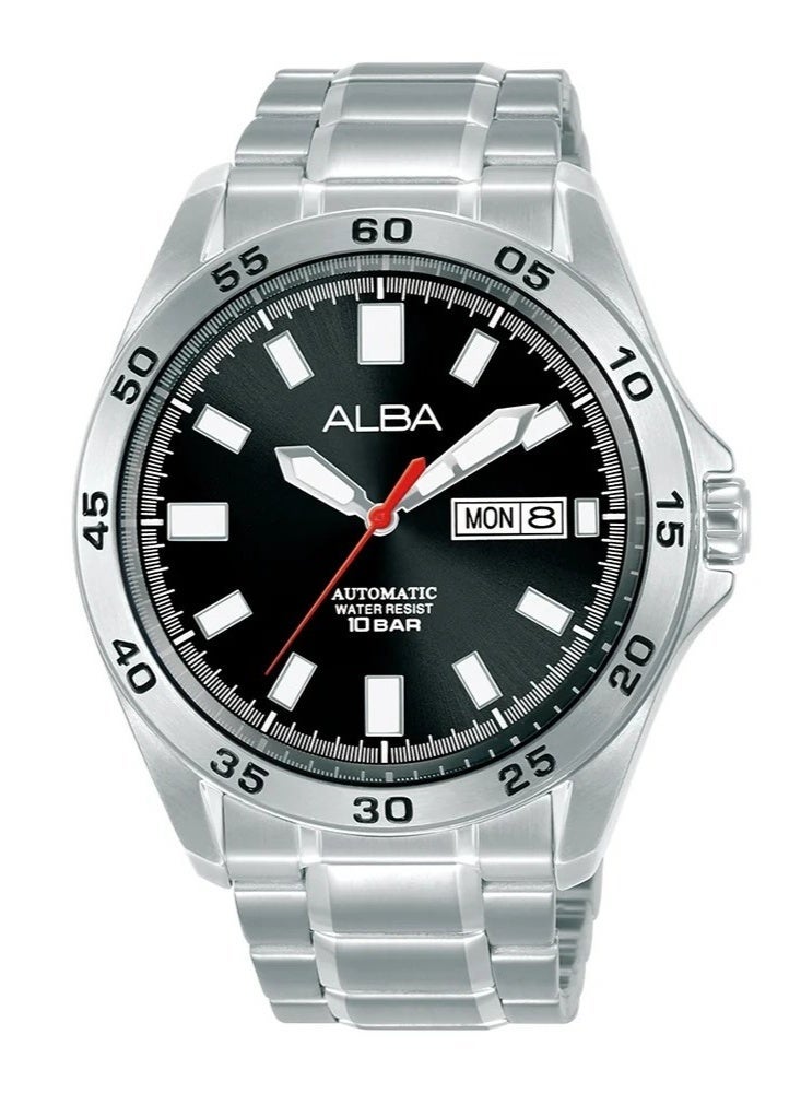 Alba Mechanical Automatic Men’s Watch AL4751X1, 43 mm Black Dial, Stainless Steel Case & Bracelet, 100 m WR - Image 1