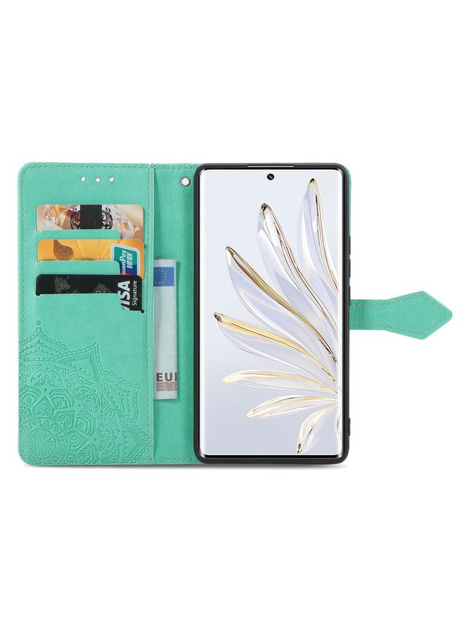 S-TOP Case For Honor 70 Mandala Flower Embossed Horizontal Flip Leather Phone Case - Image 3
