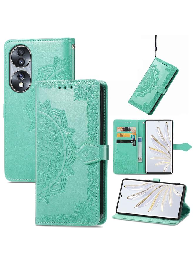 S-TOP Case For Honor 70 Mandala Flower Embossed Horizontal Flip Leather Phone Case - Image 1