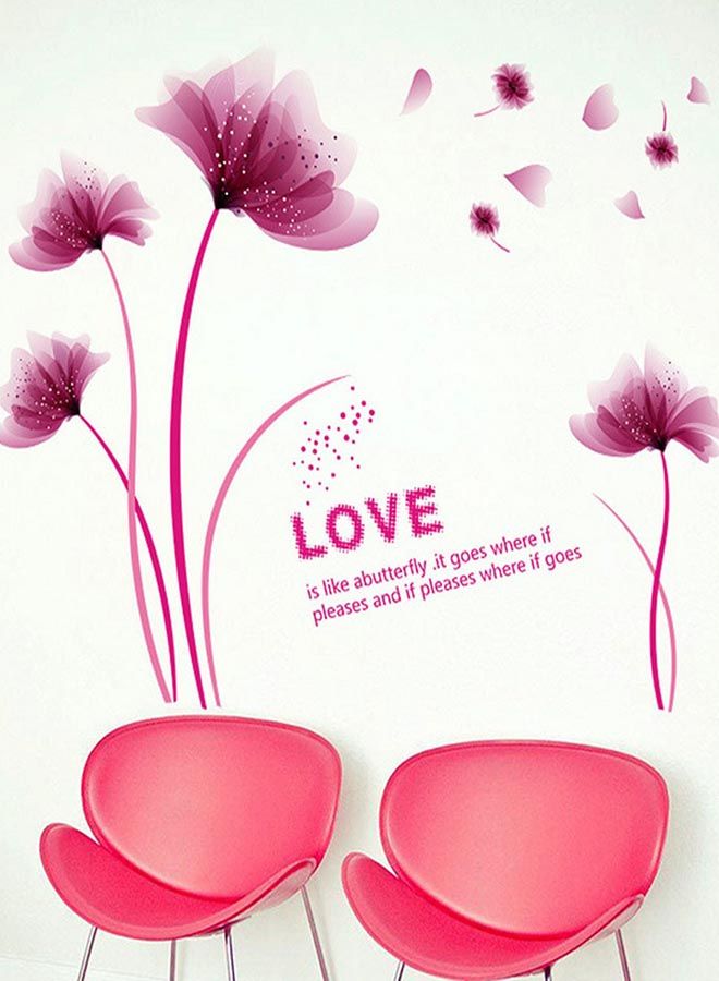 NIBEMINENT Floral Design Wall Sticker Pink 60x90cm - Image 1