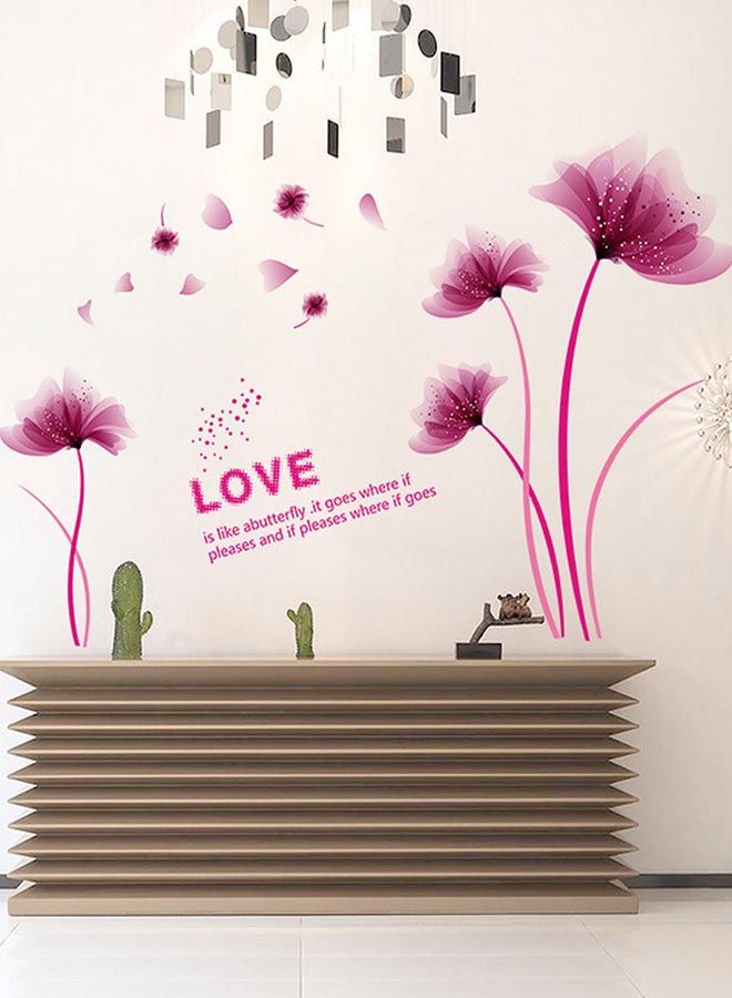 NIBEMINENT Floral Design Wall Sticker Pink 60x90cm - Image 4