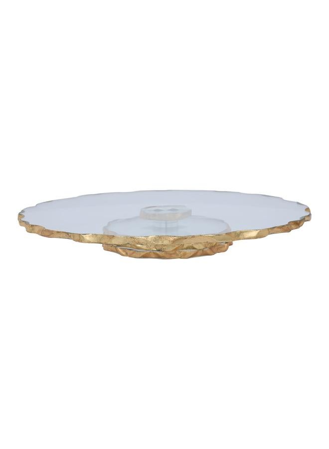 Alsaif Glass Dessert Serving Stand 33X33X4.5 Cm Circular With Movable Base Clear - Image 3