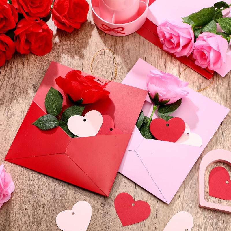 Epakh 30 Pack Valentine's Day Flower Envelope Box Hanging Decor with Roses and 60 Pcs Heart Shaped Cards Love Letter Flower Garland for Wedding Engagement Valentines Day Birthday Party Decoration - Image 3