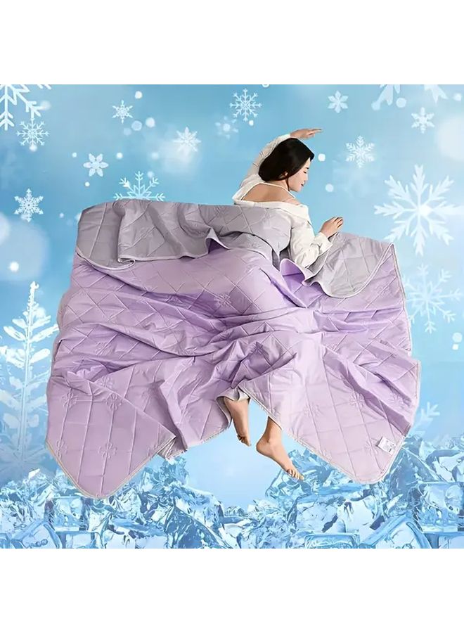 King Size Purple Summer Cooling Blanket Ice Silky Fiber Lightweight All Season - Image 1