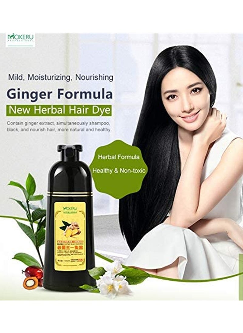 MOKERU - Hair Dyeing Shampoo with Ginger Essence Black 500ml - Image 1