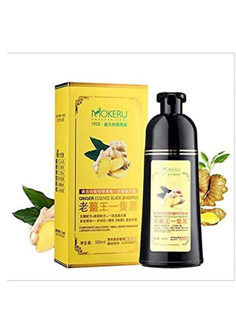 MOKERU - Hair Dyeing Shampoo with Ginger Essence Black 500ml - Image 1