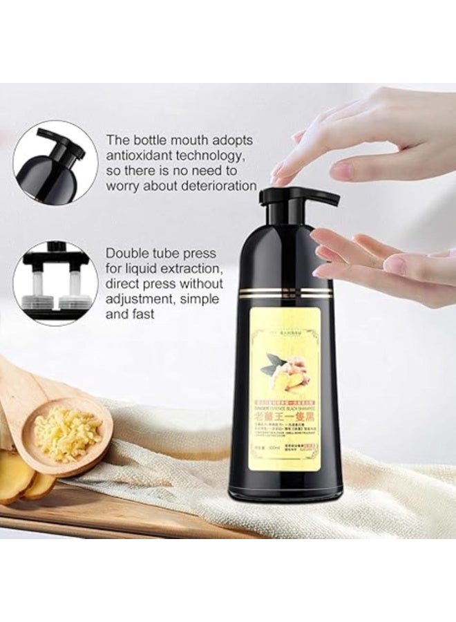 MOKERU Hair Dyeing Shampoo with Ginger Essence Black 500ml - Image 4