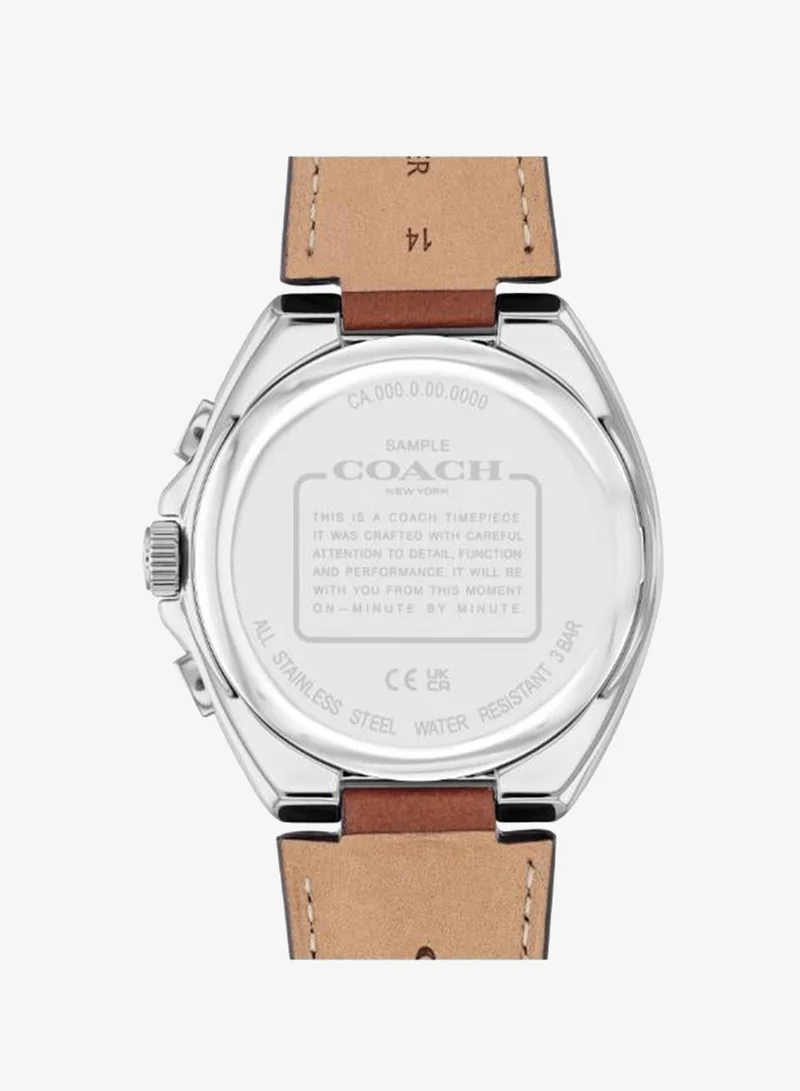 COACH Jackson Collection Chronograph Quartz Watch For Men With Brown Leather Strap - 14602683
