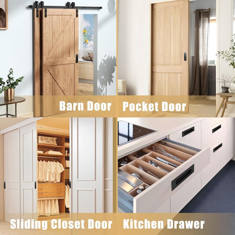HBL ' 6 Pack | 5.9 Inch Closet Door Pulls, 304 Stainless Steel Sliding Closet Finger Pull, Recessed Finger Pull for Bypass, Pocket and Barn Door, Black - Image 3