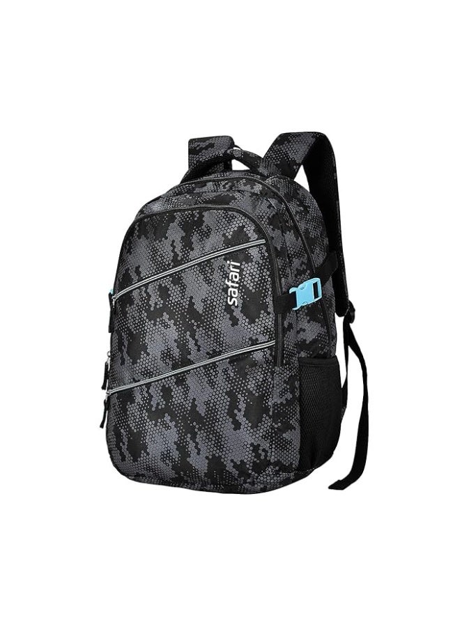 Safari Omega Plus Casual Laptop Backpack, 2 compartments, Raincover, Organizer, Full body print, Bottle holder, Front pockets Softline (Black) - Image 1