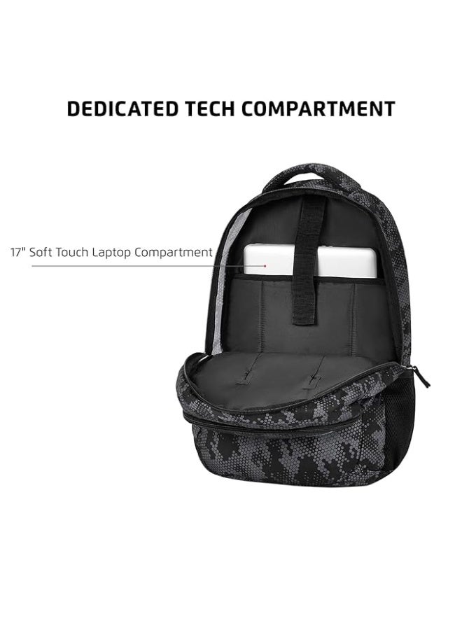 Safari Omega Plus Casual Laptop Backpack, 2 compartments, Raincover, Organizer, Full body print, Bottle holder, Front pockets Softline (Black) - Image 2