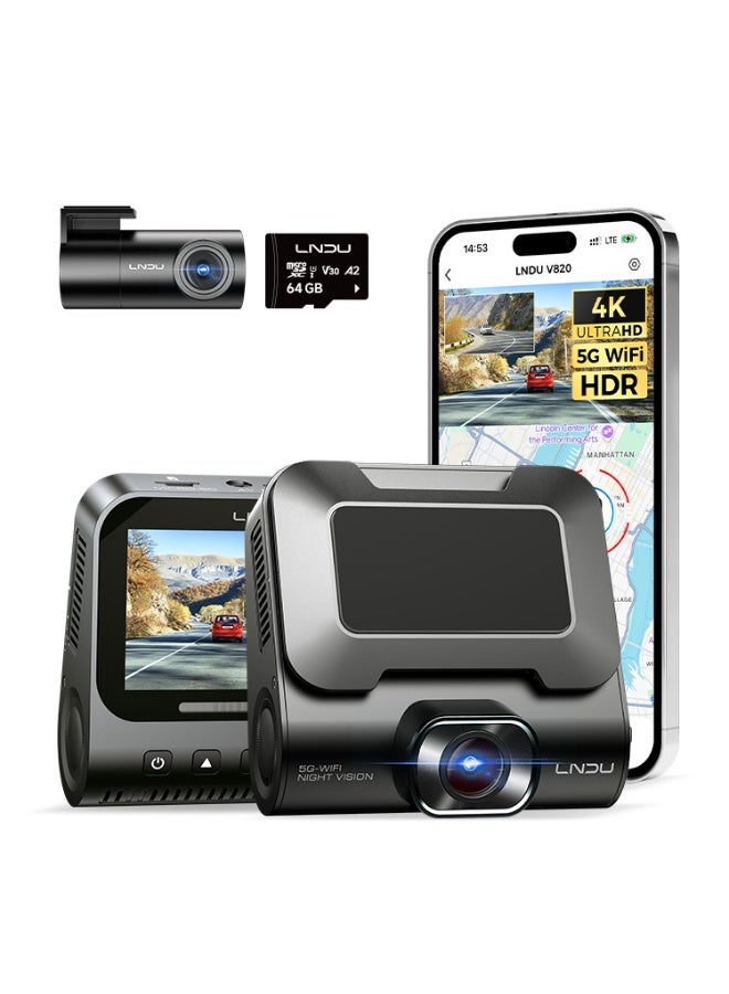 LINGDU V820 4K Dual Channel Dash Cam – SONY STARVIS 2 Sensors (IMX678 Front + IMX662 Rear), GPS, 5G Wi-Fi, ADAS, HDR, 60FPS, 3D DNR, Bluetooth. - Image 1