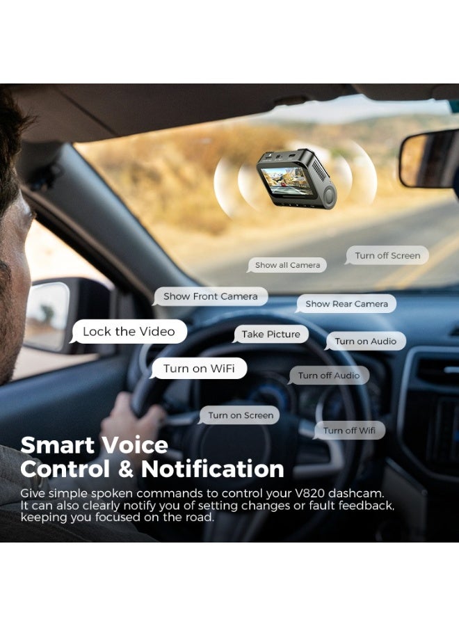 LINGDU V820 4K Dual Channel Dash Cam – SONY STARVIS 2 Sensors (IMX678 Front + IMX662 Rear), GPS, 5G Wi-Fi, ADAS, HDR, 60FPS, 3D DNR, Bluetooth. - Image 5