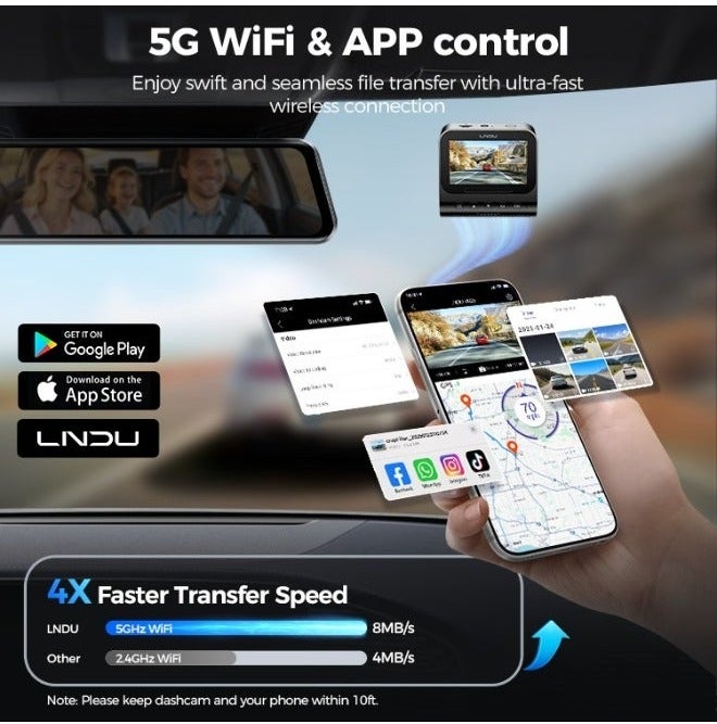 LINGDU V820 4K Dual Channel Dash Cam – SONY STARVIS 2 Sensors (IMX678 Front + IMX662 Rear), GPS, 5G Wi-Fi, ADAS, HDR, 60FPS, 3D DNR, Bluetooth. - Image 3